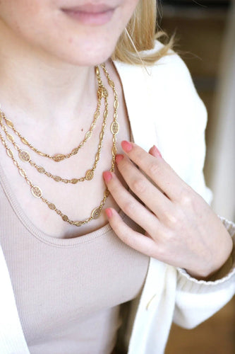 Collier Sautoir, chaine ancienne or 58 Facettes