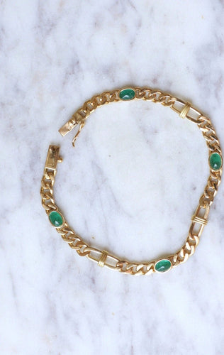 Bracelet Bracelet gourmette or jaune et émeraudes 58 Facettes