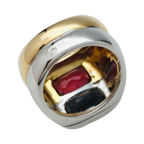 Bague 55 Bague chevalière deux ors sertie de deux spinelles. 58 Facettes 31274