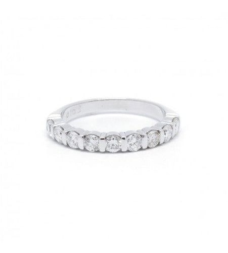 Bague 58 / Blanc/Gris / Or 750 Demi Alliance 9 Diamants 58 Facettes 200128R