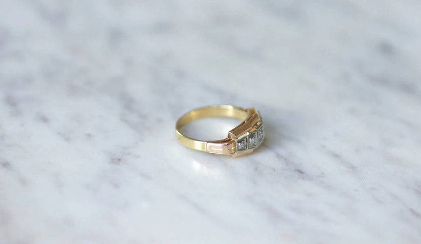 Bague Bague bandeau Art-Déco 3 Ors Diamants 58 Facettes