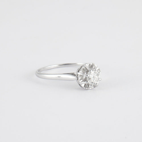 Bague 57 Solitaire en or gris, diamant 58 Facettes