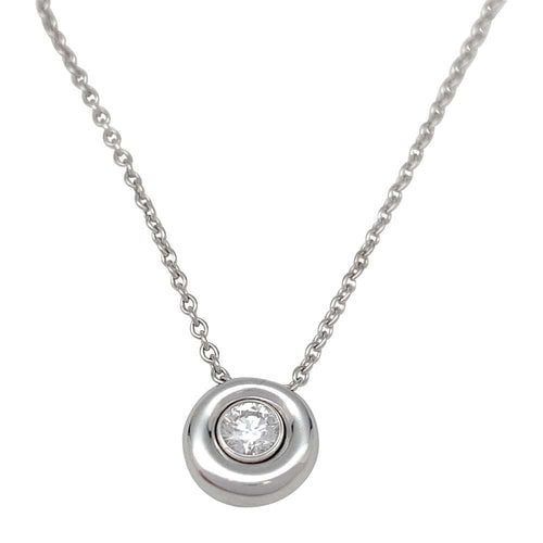Collier Chaîne et pendentif Chaumet modèle "Anneau" en or blanc, diamant. 58 Facettes 32077