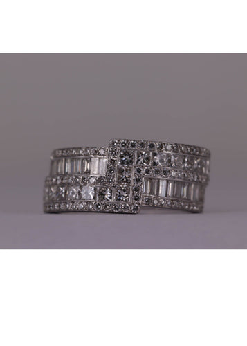 Bague 53 Bague Zigzag Or blanc et Diamants 58 Facettes RNG2646