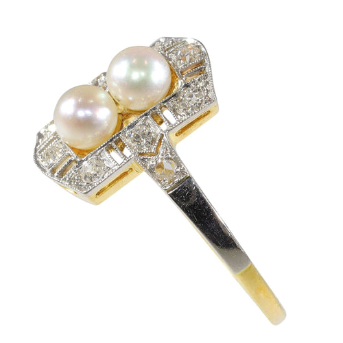 Bague 52 Bague de fiançailles diamant perle Art Déco 58 Facettes 23271-0580