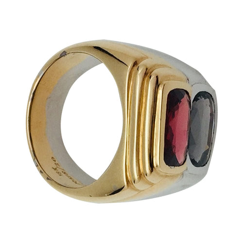Bague 55 Bague chevalière deux ors sertie de deux spinelles. 58 Facettes 31274
