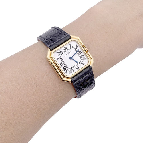Montre Montre Cartier, "Ceinture", or jaune, cuir. 58 Facettes 33487