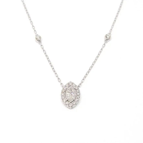 Collier Collier marquise diamants or blanc 58 Facettes