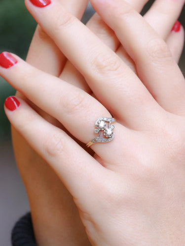 Bague 52 Bague Art-Nouveau 2 Ors Diamants 58 Facettes J189