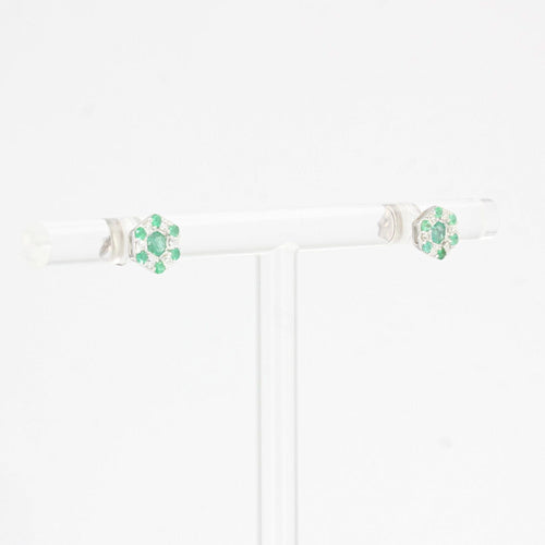 Boucles d'oreilles Puces d'oreilles émeraudes diamants 58 Facettes 21-513