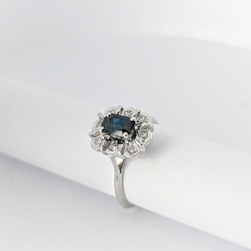 Bague Bague or blanc diamants et saphir 58 Facettes 25585