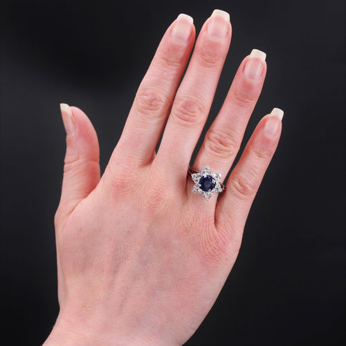 Bague 54 Bague ancienne flocon saphir diamants 58 Facettes 23-102