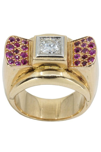 Bague BAGUE TANK RUBIS ET DIAMANTS 58 Facettes 044531