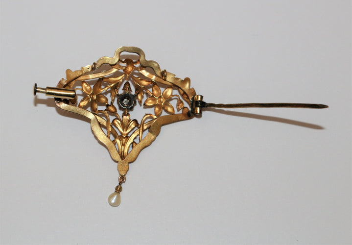 Broche Broche-Pendentif or jaune Art Nouveau 58 Facettes 447