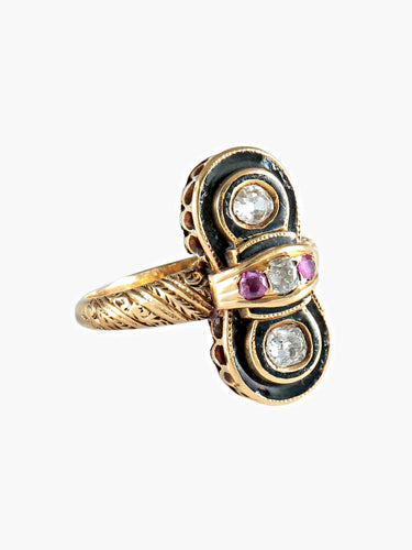 Bague 52 Bague Or Email Diamants 58 Facettes