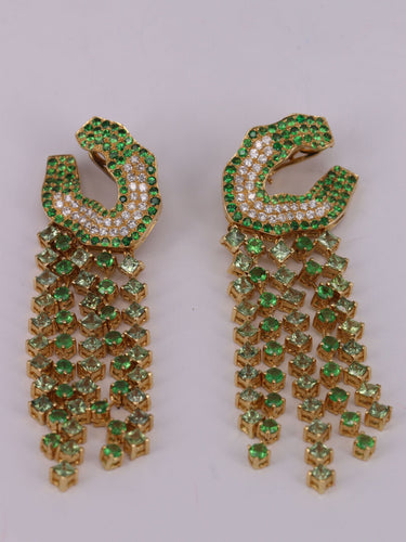 Boucles d'oreilles Boucles d'oreilles saphirs verts tsavorites diamants 58 Facettes 2983