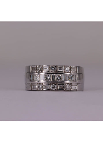 Bague Bague Triple Or blanc Diamants 58 Facettes RNG2921