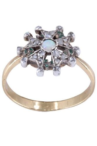 Bague 58 Bague ancienne opale et diamants 58 Facettes 082431