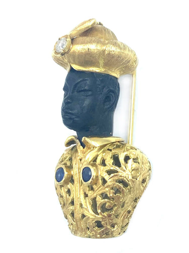 Broche Broche Maure vers 1960 or, saphirs et diamants 58 Facettes