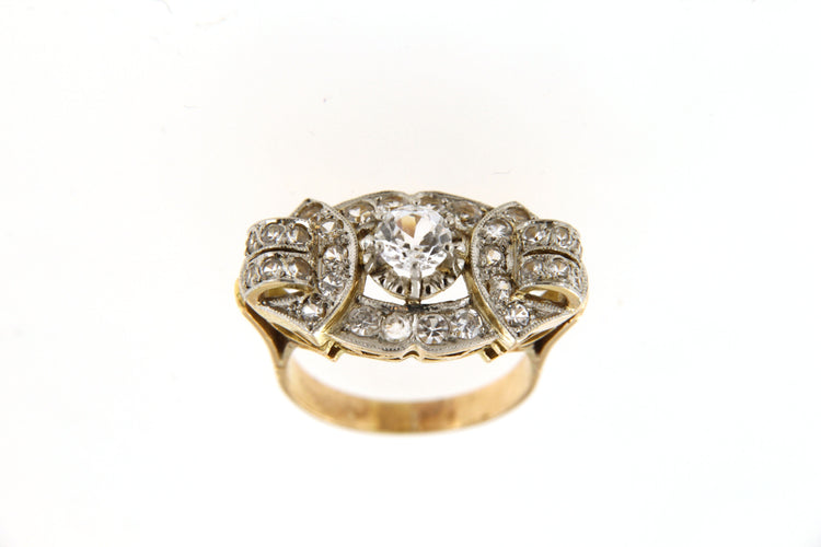 Bague Bague Art Déco, en Or jaune et saphirs blancs 58 Facettes 6507g