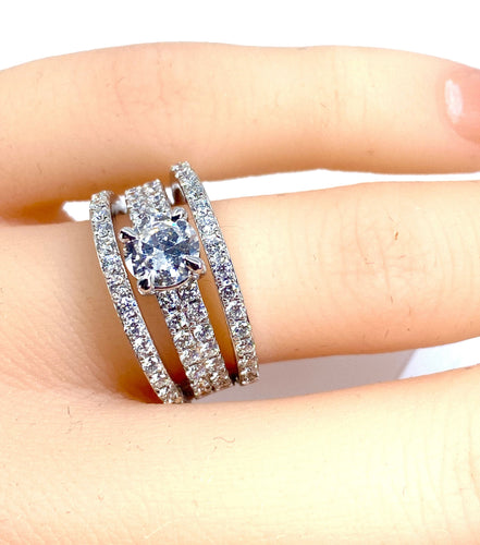 Bague 52 Bague diamant 0.74ct pavage diamants 58 Facettes AB253