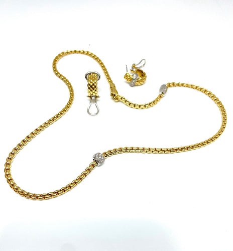 Collier Parure 2 pièces signée FOPE en or 18 carats et diamants 58 Facettes