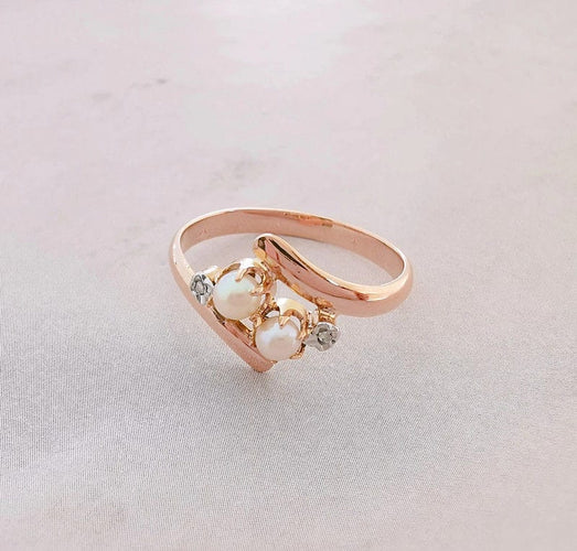 Bague Bague Ancienne Toi et Moi Or rose & Diamants 58 Facettes AA 1418