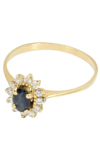 Bague 59 BAGUE MARGUERITE SAPHIR ET DIAMANTS 58 Facettes 048581