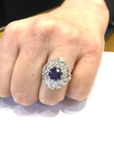Bague Bague Or blanc Diamants Tanzanite 58 Facettes