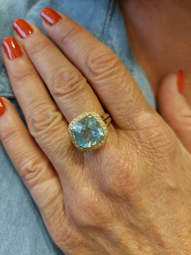 Bague BAGUE MODERNE TOPAZE ET DIAMANTS 58 Facettes 071201