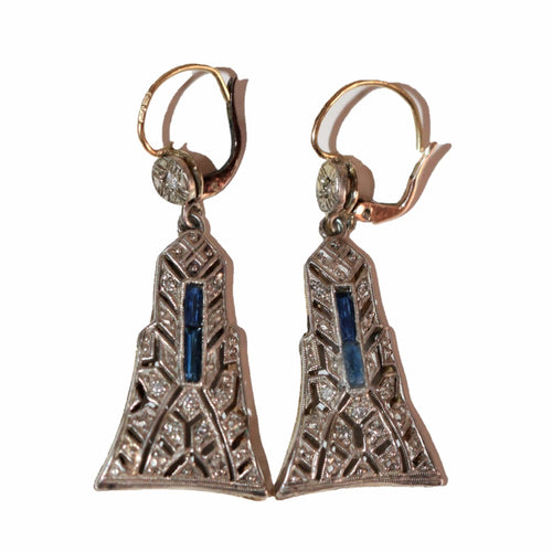 Boucles d'oreilles Pendants d'oreilles platine et Or jaune 58 Facettes 518