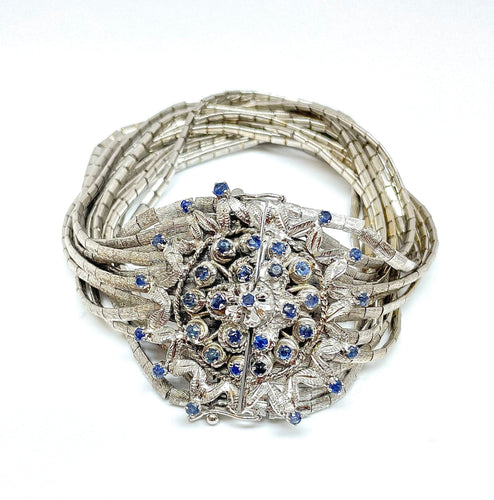 Bracelet Bracelet vintage en or blanc, saphirs 58 Facettes