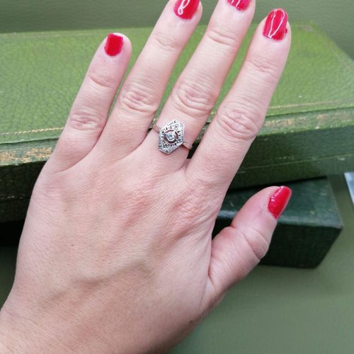 Bague 53 Bague Art Déco platine or blanc diamants 58 Facettes 2334