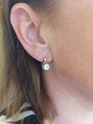 Boucles d'oreilles DORMEUSES ANCIENNES DIAMANTS 58 Facettes 073621