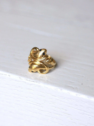 Bague Serpents enroulés or et saphirs 58 Facettes