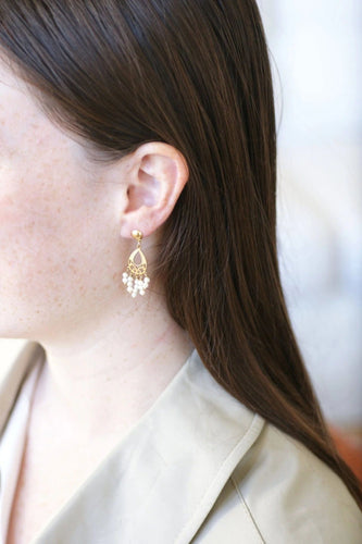 Boucles d'oreilles Boucles d'oreilles or jaune et franges de perles 58 Facettes