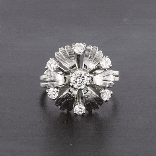 Bague 51 Bague pétales or blanc diamants 58 Facettes 20-150-49