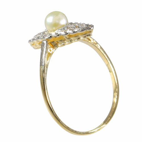 Bague 58 bague marquise diamants perles Art Déco 58 Facettes 23271-0581