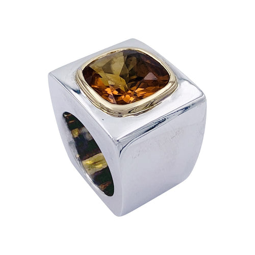 Bague 49 Bague vintage or blanc, or jaune et citrine. 58 Facettes 32494