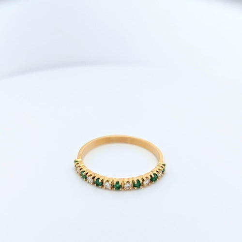 Bague Alliance en or jaune diamants et émeraudes 58 Facettes 25036