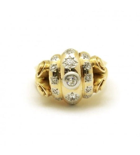 Bague 52 / Jaune / Platine 950 Bague années 50 - Or et diamants 58 Facettes 160096R