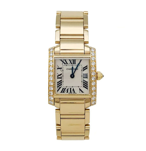 Montre Montre Cartier "Tank Française" en or jaune, diamants. Petit modèle. 58 Facettes 31307