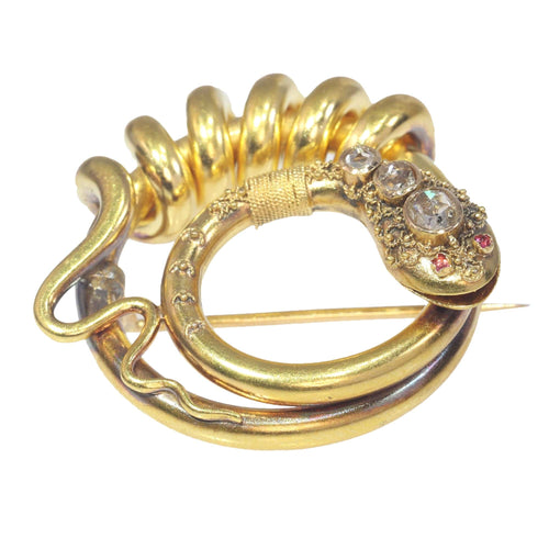 Broche Broche serpent, diamants, rubis 58 Facettes 23009-0010