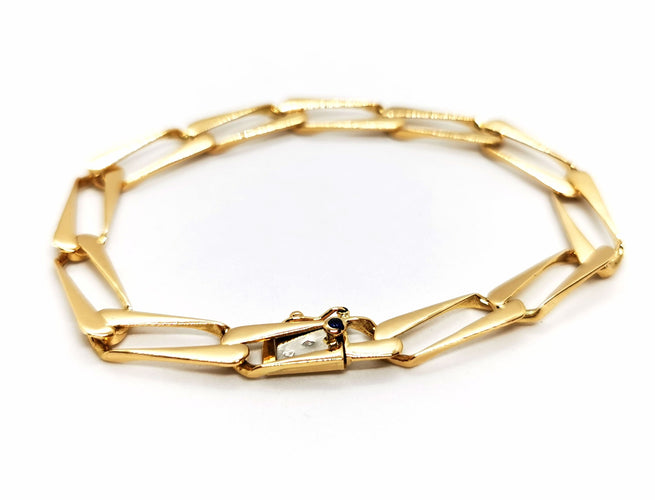 Bracelet Caplain Saint André Bracelet Maille gourmette Or jaune Saphir 58 Facettes 1552084CN