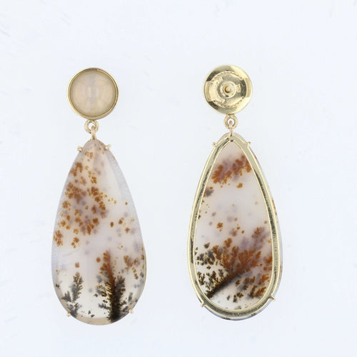 Boucles d'oreilles Boucles d'oreilles agate à dendrite et pierre de lune 58 Facettes 21-728