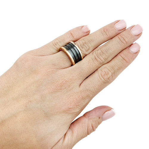 Bague 53 Bague Bulgari, "B.Zero1", or rose et céramique. 58 Facettes 30729