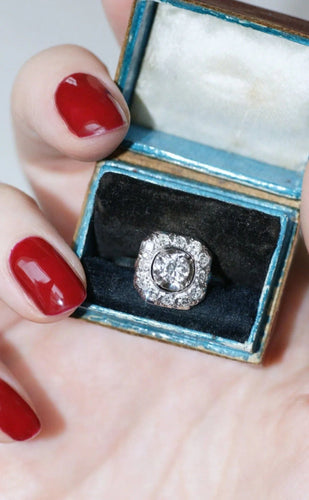 Bague 52 Bague Art Déco Or blanc Platine Diamants 58 Facettes