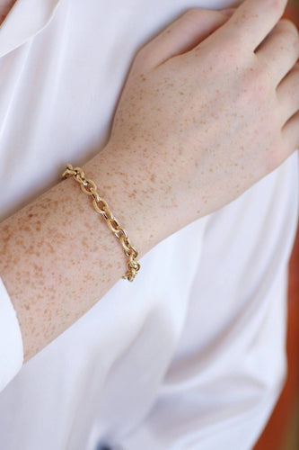 Bracelet Bracelet or jaune maille forçat alternée 58 Facettes