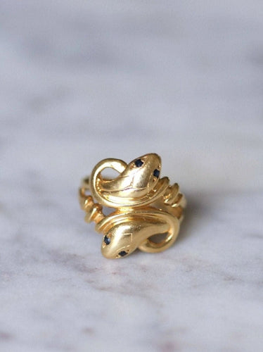 Bague Serpents enroulés or et saphirs 58 Facettes