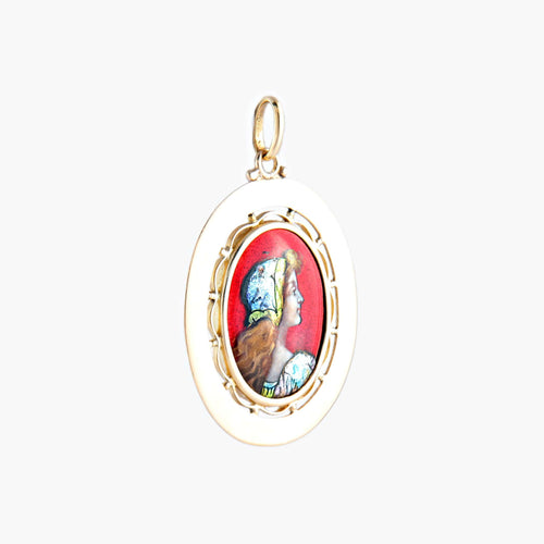 Pendentif Médaille Profil De Femme émaux De Limoges 58 Facettes 465